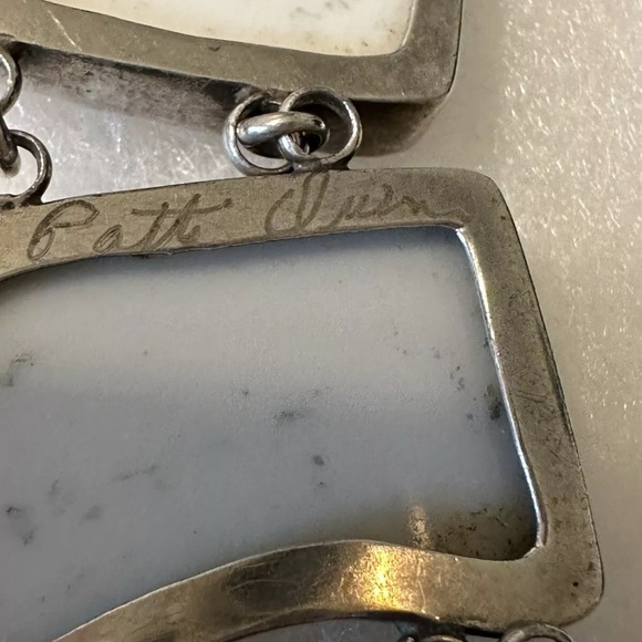 TEXAS SOUVENIR PLATE THEMED ARTISAN STERLING LINK W/TOPAZ ACCENTS BRACELET 8-9” - Picture 6 of 11